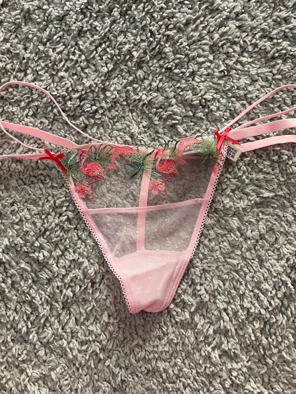 Victoria's Secret Pink Floral Sheer V-String with Double Side Straps